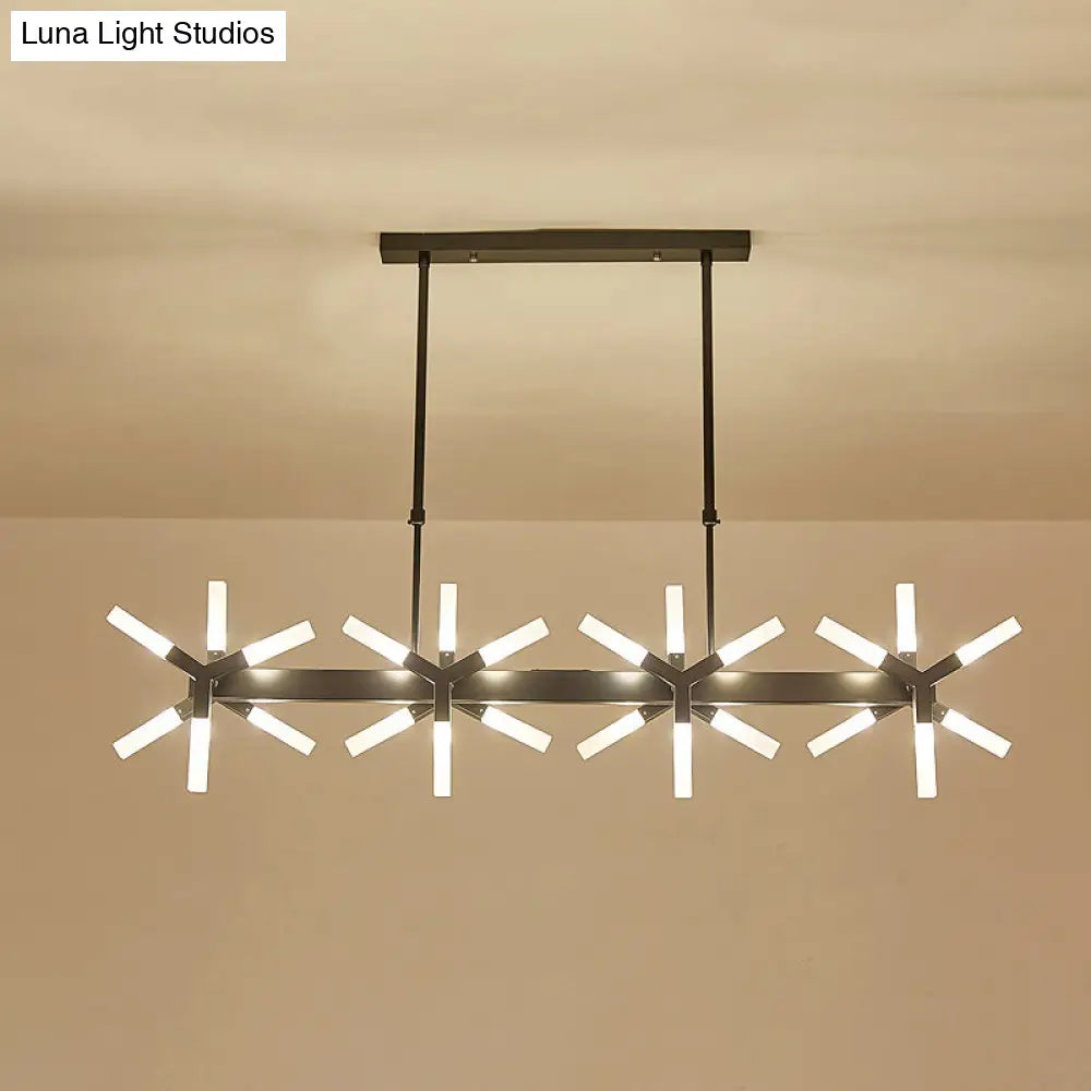 DecorBites™ 18/24-Light Linear Acrylic Shade Ceiling Pendant for Dining Room - Black/White/Gold, Ideal Over Island