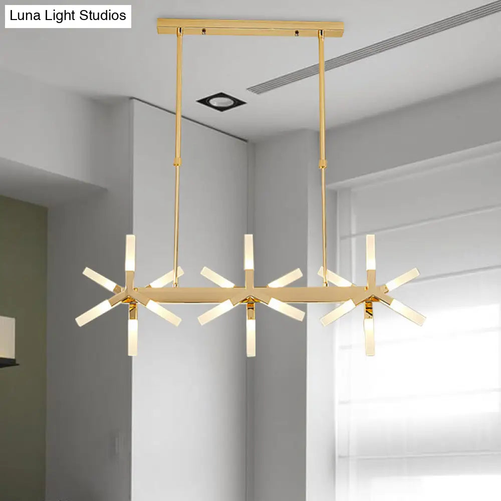 DecorBites™ 18/24-Light Linear Acrylic Shade Ceiling Pendant for Dining Room - Black/White/Gold, Ideal Over Island