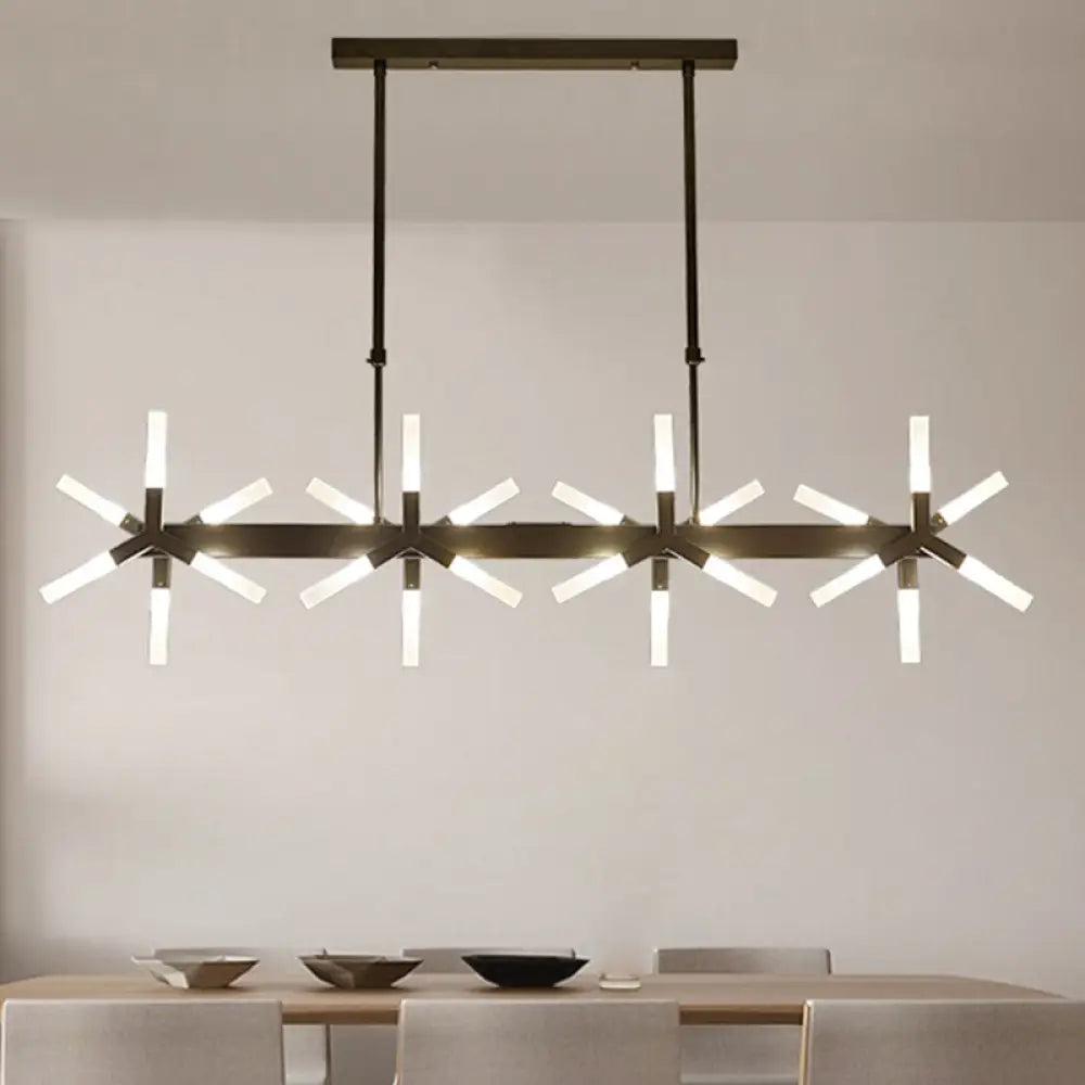 DecorBites™ 18/24-Light Linear Acrylic Shade Ceiling Pendant for Dining Room - Black/White/Gold, Ideal Over Island