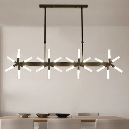 DecorBites™ 18/24-Light Linear Acrylic Shade Ceiling Pendant for Dining Room - Black/White/Gold, Ideal Over Island