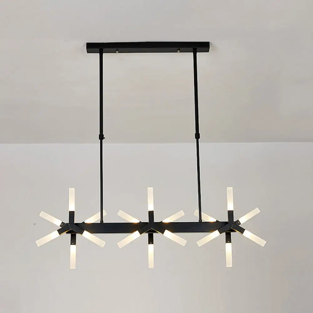 DecorBites™ 18/24-Light Linear Acrylic Shade Ceiling Pendant for Dining Room - Black/White/Gold, Ideal Over Island
