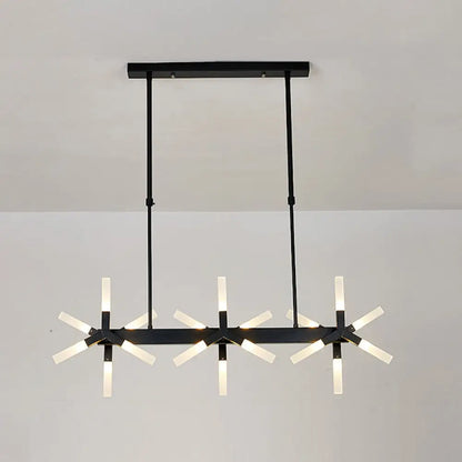 DecorBites™ 18/24-Light Linear Acrylic Shade Ceiling Pendant for Dining Room - Black/White/Gold, Ideal Over Island