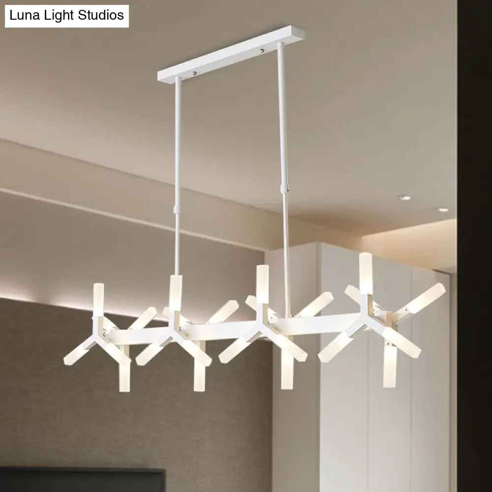 DecorBites™ 18/24-Light Linear Acrylic Shade Ceiling Pendant for Dining Room - Black/White/Gold, Ideal Over Island