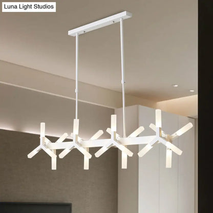 DecorBites™ 18/24-Light Linear Acrylic Shade Ceiling Pendant for Dining Room - Black/White/Gold, Ideal Over Island