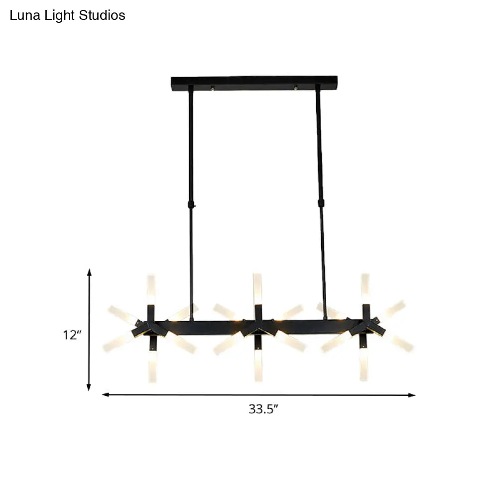 DecorBites™ 18/24-Light Linear Acrylic Shade Ceiling Pendant for Dining Room - Black/White/Gold, Ideal Over Island