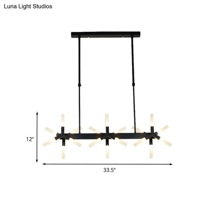 DecorBites™ 18/24-Light Linear Acrylic Shade Ceiling Pendant for Dining Room - Black/White/Gold, Ideal Over Island