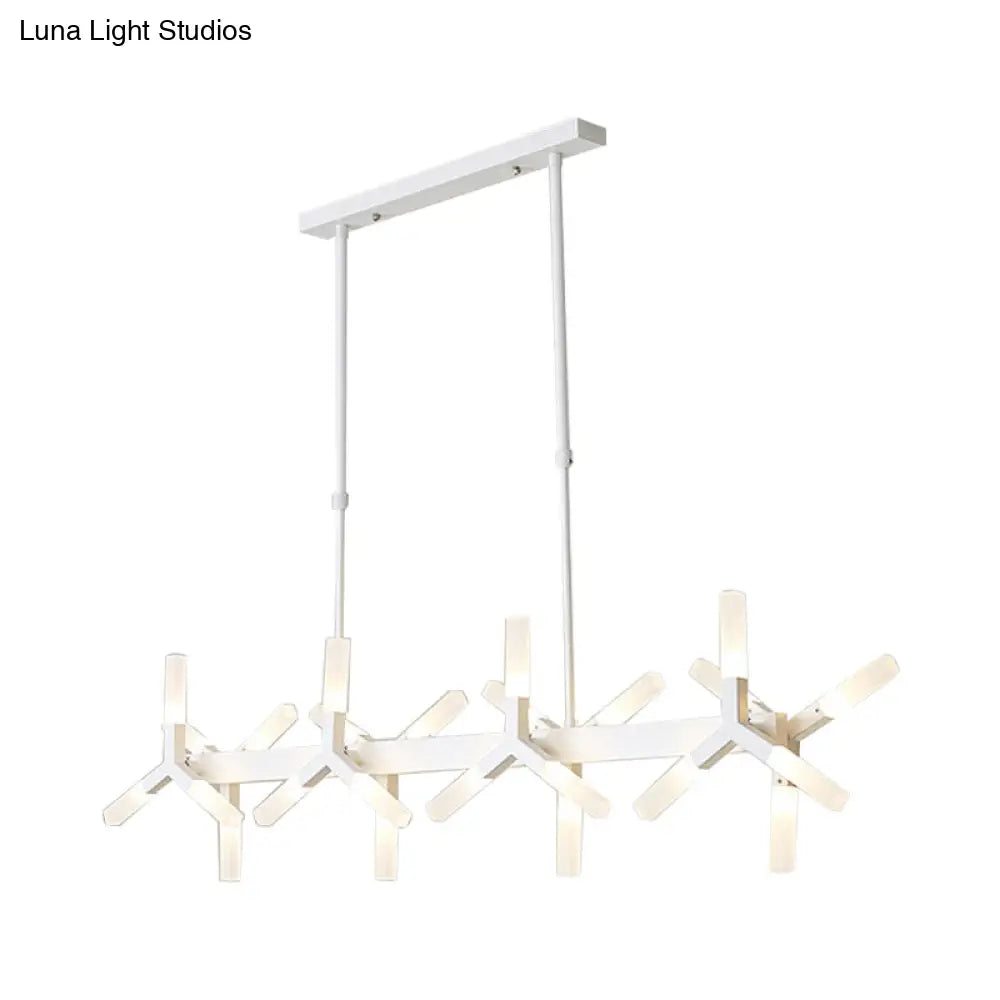 DecorBites™ 18/24-Light Linear Acrylic Shade Ceiling Pendant for Dining Room - Black/White/Gold, Ideal Over Island