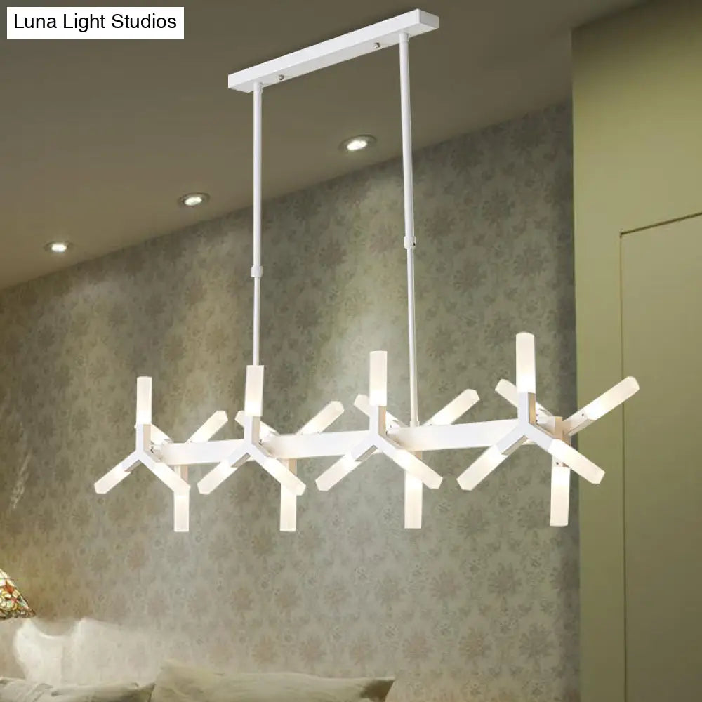 DecorBites™ 18/24-Light Linear Acrylic Shade Ceiling Pendant for Dining Room - Black/White/Gold, Ideal Over Island