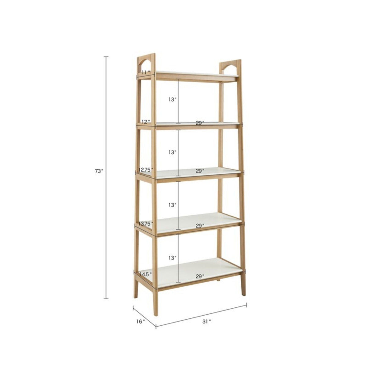 Parker - Bookcase With 5 Shelves - Off White / Natural