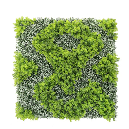 Natural Green and White Moss Artificial Vertical Garden Green Wall Panel 40×40in – UV Resistant – Commercial Grade