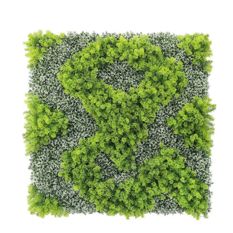 Natural Green and White Moss Artificial Vertical Garden Green Wall Panel 40×40in – UV Resistant – Commercial Grade