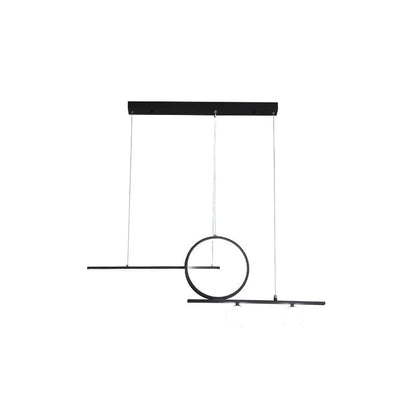 DecorBites™ Black/White Metal Suspension Light: Modern Bar and Circle Design, LED Island Lighting for Dining Room