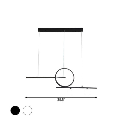 DecorBites™ Black/White Metal Suspension Light: Modern Bar and Circle Design, LED Island Lighting for Dining Room