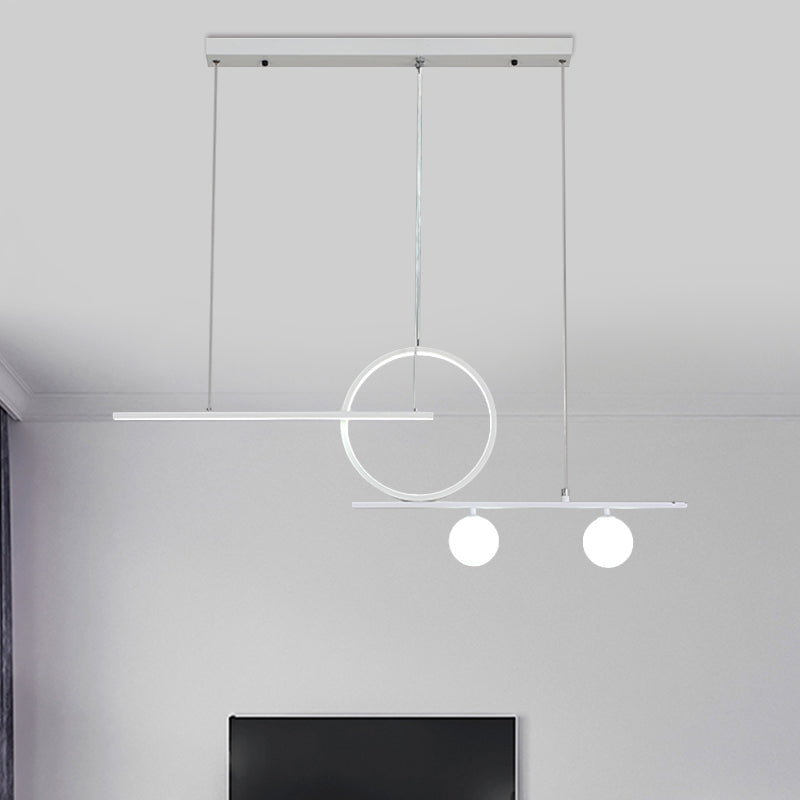 DecorBites™ Black/White Metal Suspension Light: Modern Bar and Circle Design, LED Island Lighting for Dining Room
