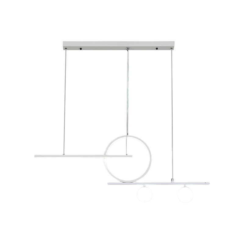 DecorBites™ Black/White Metal Suspension Light: Modern Bar and Circle Design, LED Island Lighting for Dining Room