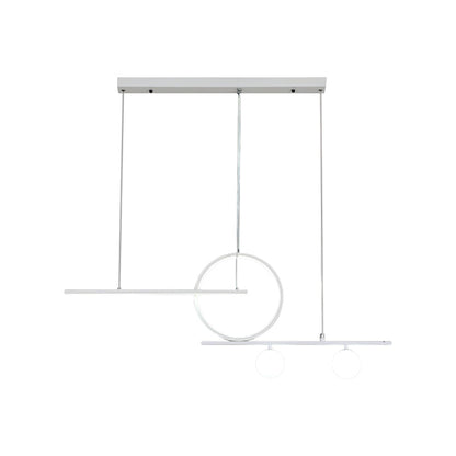 DecorBites™ Black/White Metal Suspension Light: Modern Bar and Circle Design, LED Island Lighting for Dining Room
