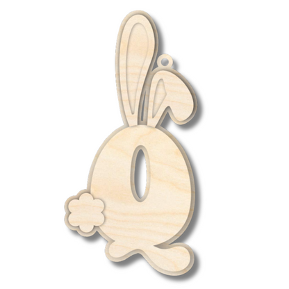 Unfinished Wood Layered Letter Bunny Tags| A-Z | 4 Piece | 6" Tall | 1/8" Wood | Wood Craft DIY