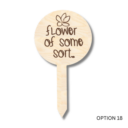 Unfinished Wood Funny Plant Stakes | 24 Options | 5" Tall | 1/8" Wood | Wood Craft Cutout