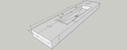 Custom White Quartz Large Bathroom Trough Sink: Wall Mount Vanity (QU-95)