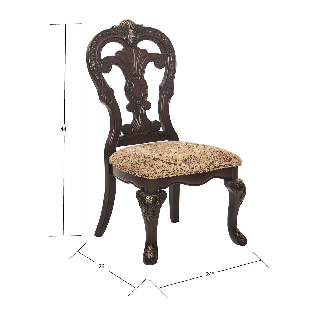 Elegant Style Beautiful Side Chairs 2 Piece Set Cherry With Tipping Fabric Upholstered Traditional Dining Furniture - Cherry