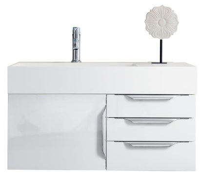 James Martin Columbia 36" Floating Single Bathroom Vanity, Glossy White