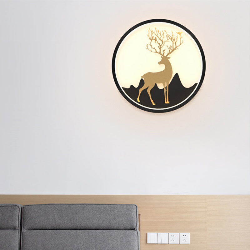 DecorBites™ Nordic Metallic Black/White-Gold LED Circle Wall Sconce Light: Warm/White Glow for Bedroom