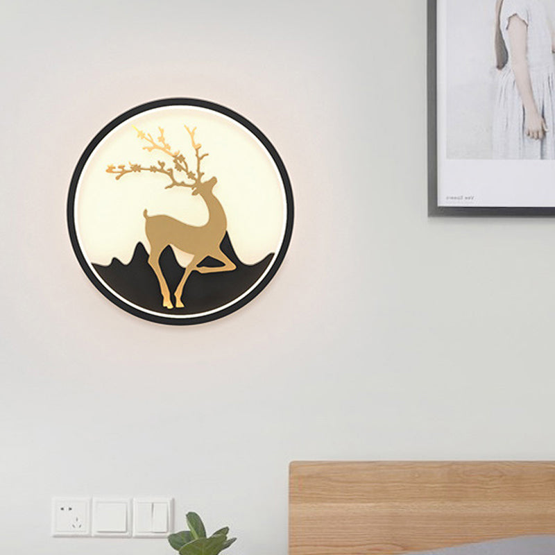 DecorBites™ Nordic Metallic Black/White-Gold LED Circle Wall Sconce Light: Warm/White Glow for Bedroom
