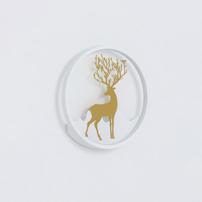 DecorBites™ Nordic Metallic Black/White-Gold LED Circle Wall Sconce Light: Warm/White Glow for Bedroom