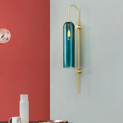 DecorBites™ Gold Metal Wall Lamp with Postmodern Design and 1 Light for Living Rooms