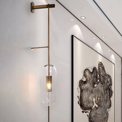 DecorBites™ Gold Metal Wall Lamp with Postmodern Design and 1 Light for Living Rooms