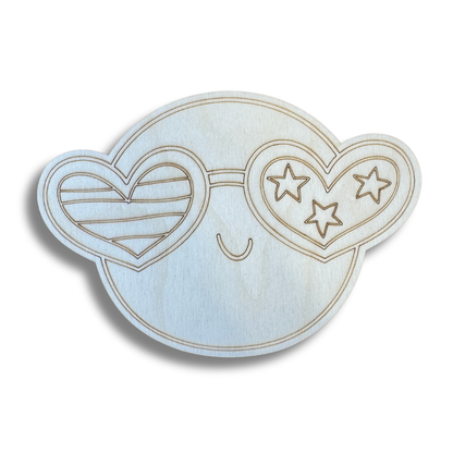 Unfinished Wood Etched Groovy Sunglasses Shape | Paint By Line Crafts | up to 30" DIY