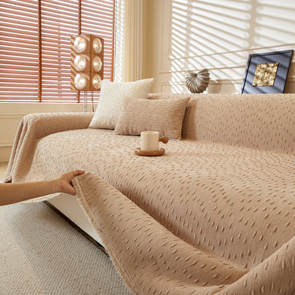 Textured Throw Blanket with 3D Dobby Weave, Minimalist Furniture Protector for Couch
