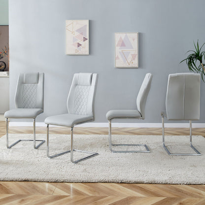 Modern Dining Chairs With Padded Seat, Metal Legs