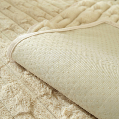 Bamboo-Style Sofa Towel, Faux Rabbit Fur Thickened Non-slip Seat Cushion Covers