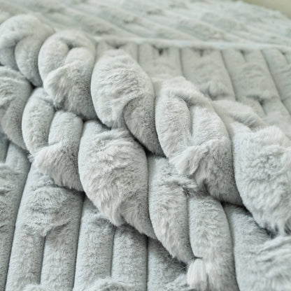 Bamboo-Style Sofa Towel, Faux Rabbit Fur Thickened Non-slip Seat Cushion Covers