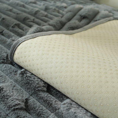 Bamboo-Style Sofa Towel, Faux Rabbit Fur Thickened Non-slip Seat Cushion Covers