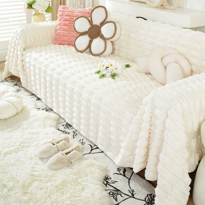 Fluffy Faux Fur Couch Cover Plush Sofa Throw, Warm & Stylish Sofa Protector
