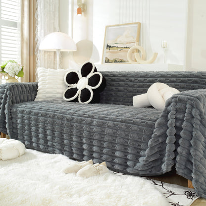 Fluffy Faux Fur Couch Cover Plush Sofa Throw, Warm & Stylish Sofa Protector