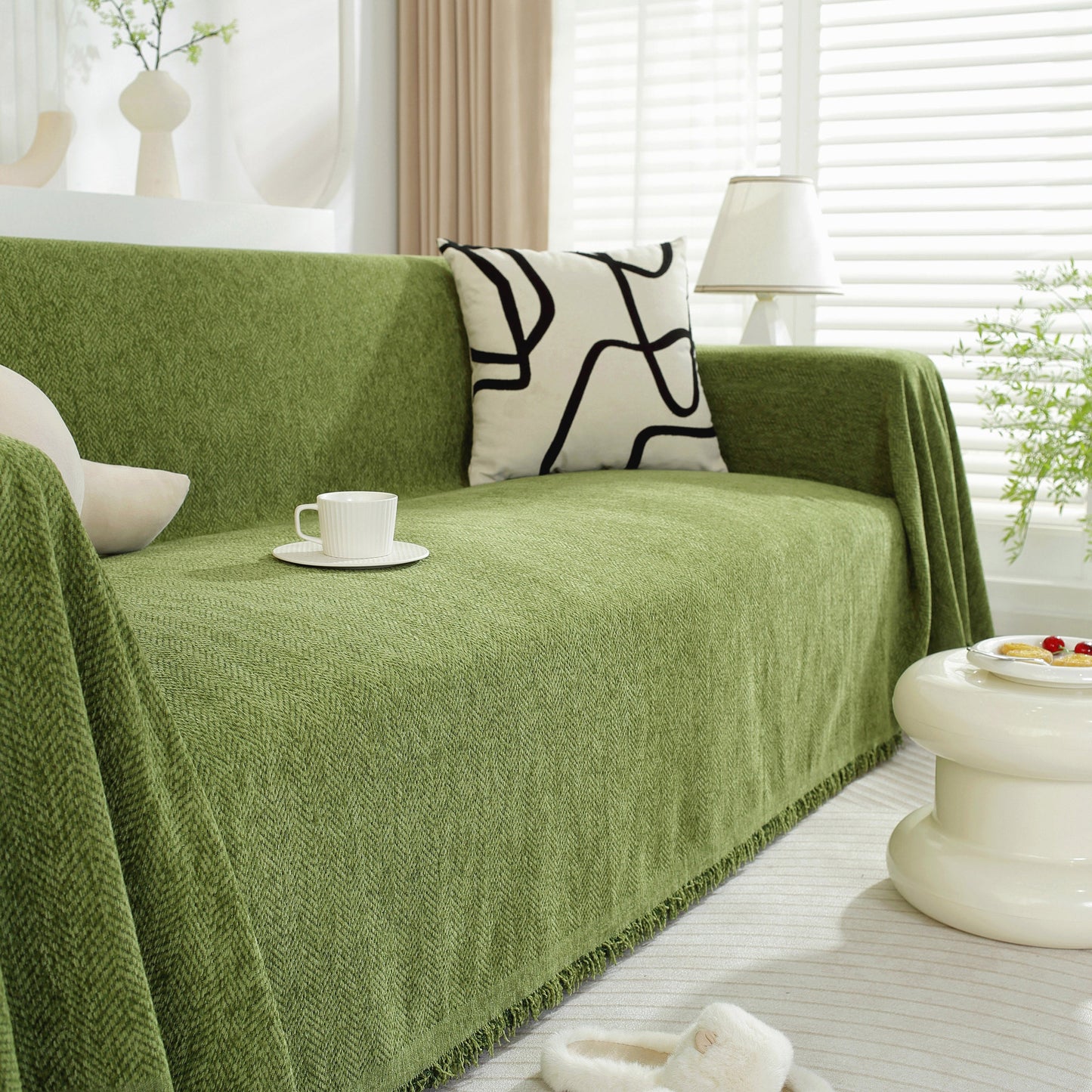 Chenille Herringbone Couch Protector Blanket, Stylish Throw Blankets for Couch and Couch Throw Cover