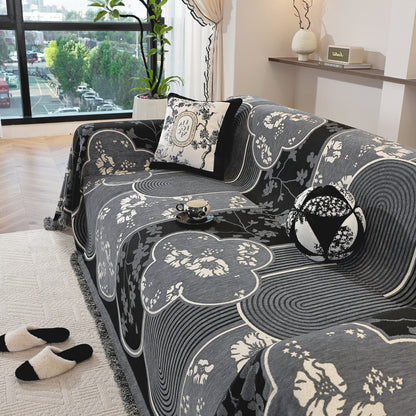 Modern Retro Sofa Throw - Decorative, Washable Chenille Blanket & Couch Protector