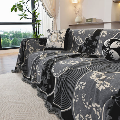 Modern Retro Sofa Throw - Decorative, Washable Chenille Blanket & Couch Protector