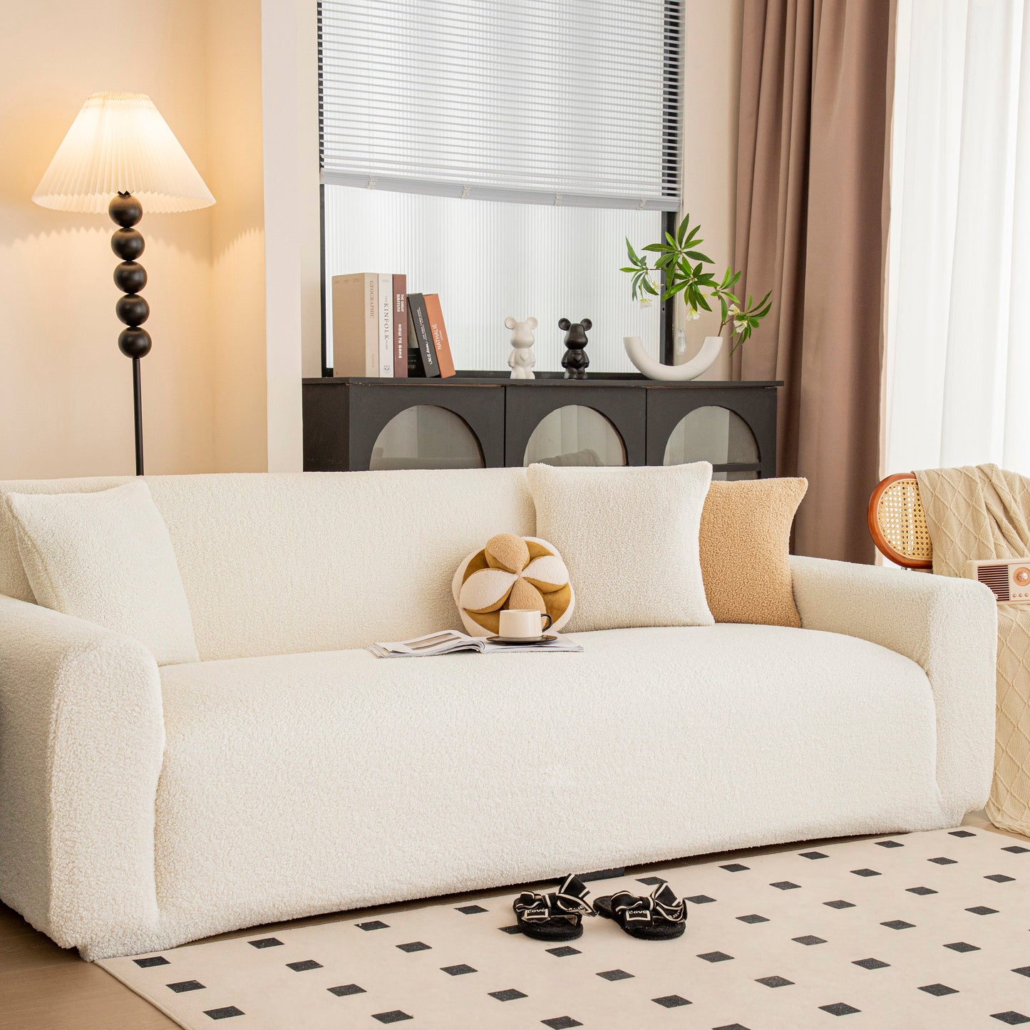 Stretch Plush Fitted Couch Slipcover Furniture Protector for 1/2/3/4/5 Cushion Couch