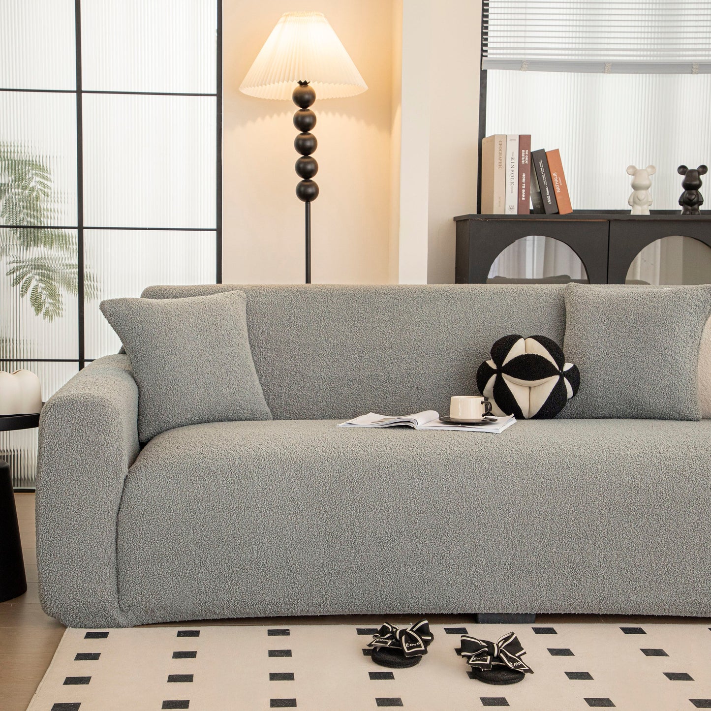 Stretch Plush Fitted Couch Slipcover Furniture Protector for 1/2/3/4/5 Cushion Couch