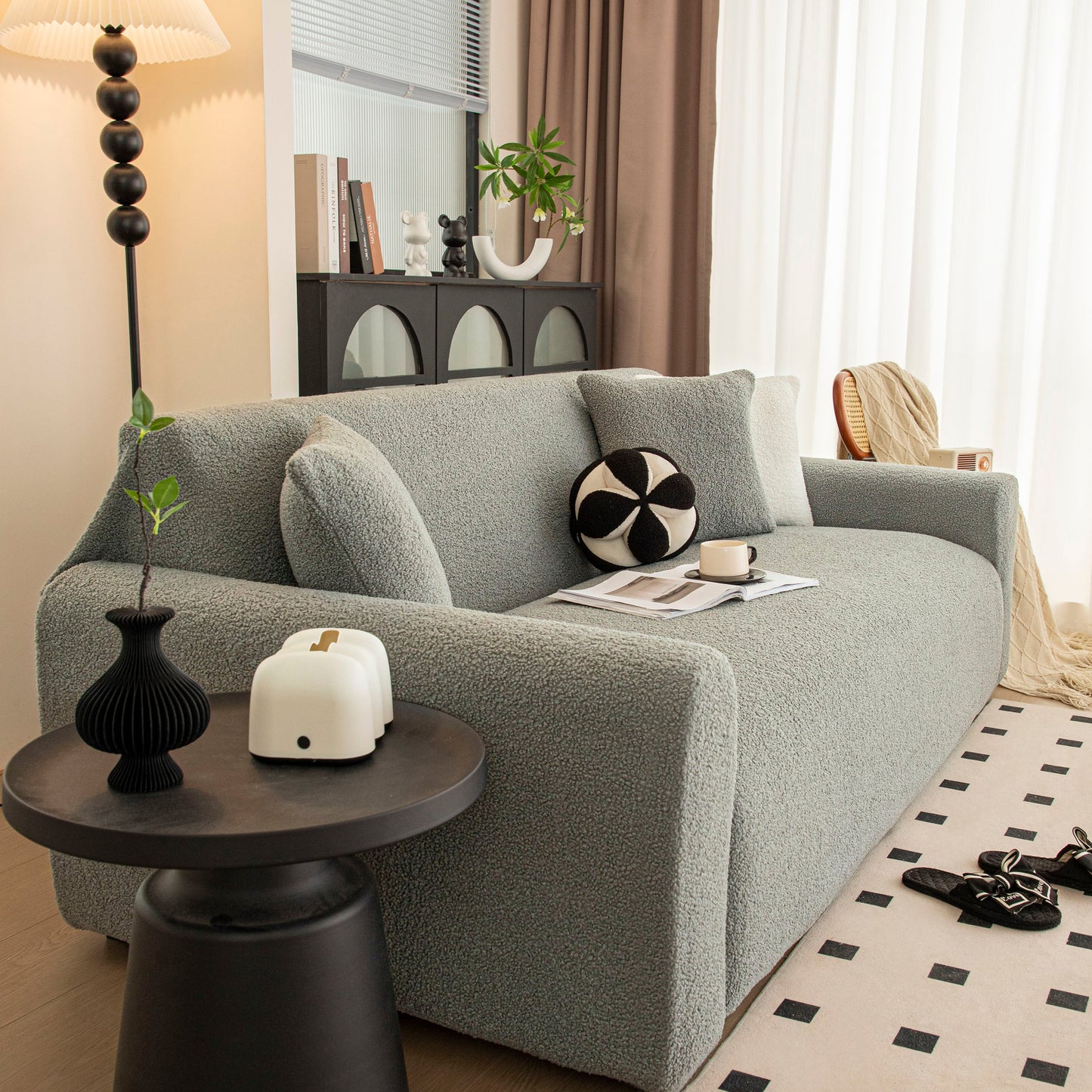 Stretch Plush Fitted Couch Slipcover Furniture Protector for 1/2/3/4/5 Cushion Couch