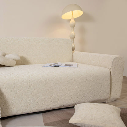 3D Jacquard Leaf Pattern Couch Slipcover, High Stretch Washable Textured Sofa Cover