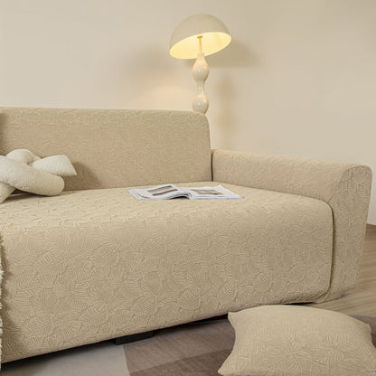 3D Jacquard Leaf Pattern Couch Slipcover, High Stretch Washable Textured Sofa Cover
