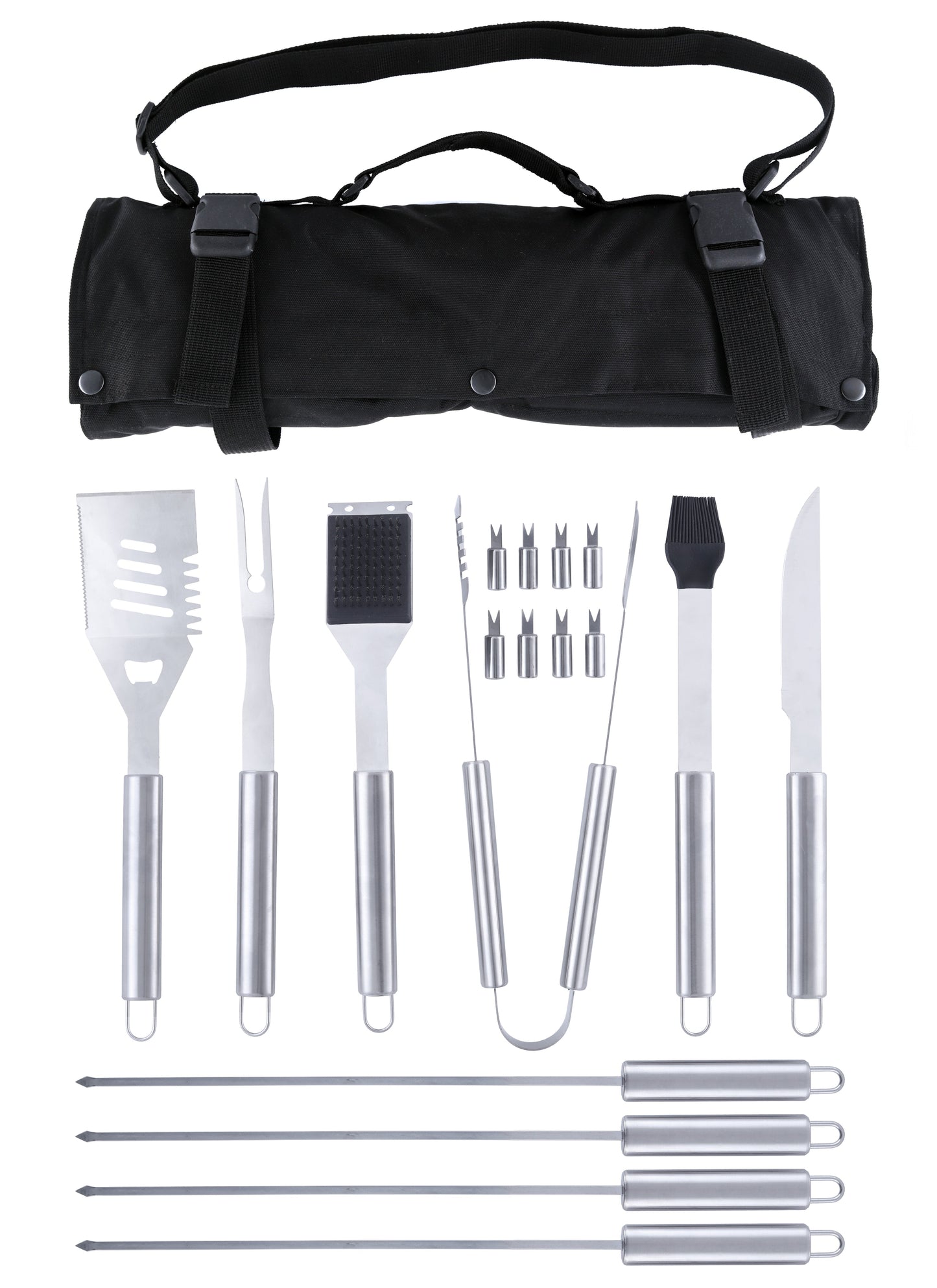 “Denver" Camping Accessories BBQ Tools Set  in a Fabric Case, 17 items