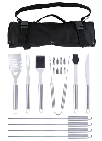 “Denver" Camping Accessories BBQ Tools Set  in a Fabric Case, 17 items
