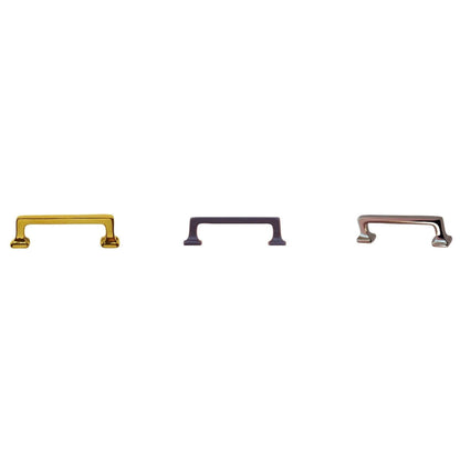 Small Mission Style Handle Solid Brass with Straight Lines & Square Bases Available in Brass, Nickel, and Oil Rubbed Bronze