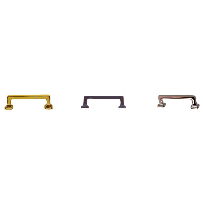 Small Mission Style Handle Solid Brass with Straight Lines & Square Bases Available in Brass, Nickel, and Oil Rubbed Bronze